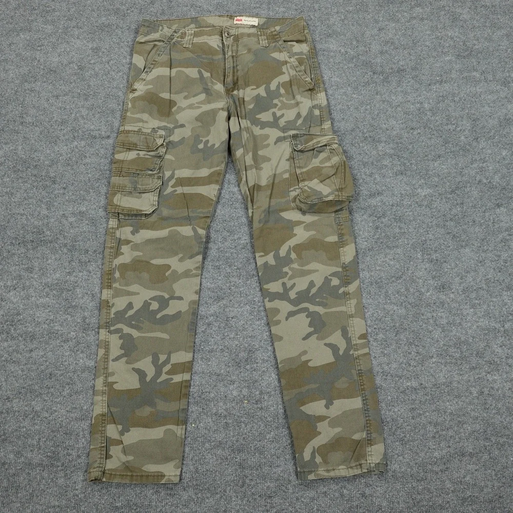 Wrangler Cargo Pants Men 32x32 Green Camo Regular Taper Stretch Tactical Utility